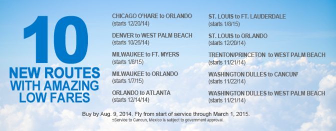Frontier's 10 New Routes