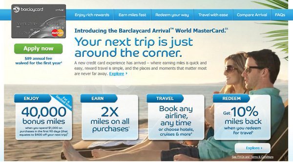 Barclays Arrival Card