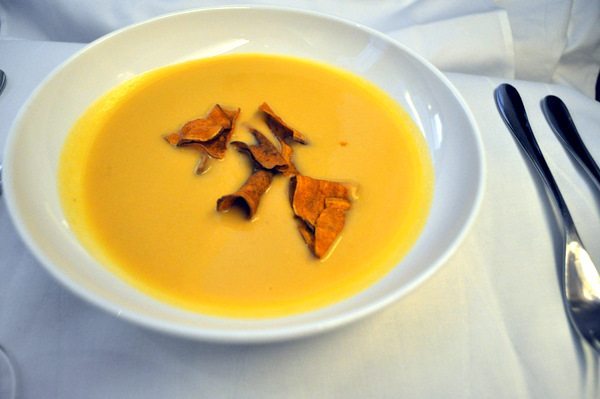 British Airways First Class Review - Butternut Squash Soup