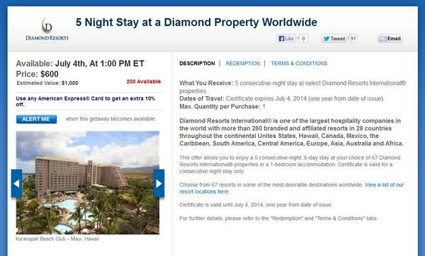 Daily Getaways Diamond Resorts Offer