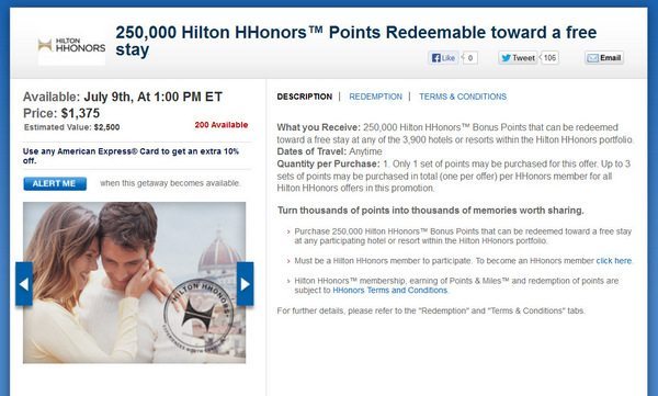 Daily Getaways 2013 Purchase Hilton HHonors Points