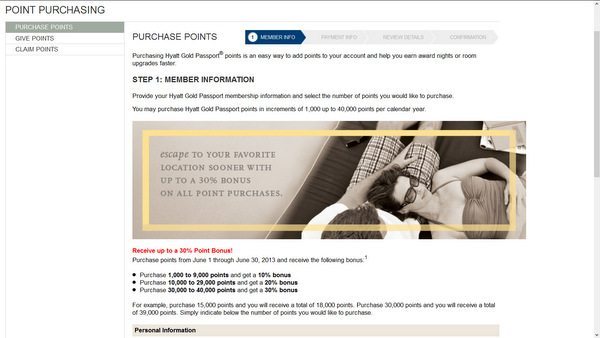 Purchase Hyatt Points Bonus-1 30% Bonus on Purchases of Hyatt Points
