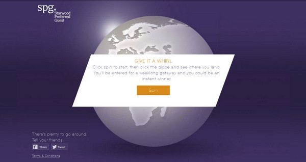 Starwood Hotels Offers Prizes with "Spin to Win Game"