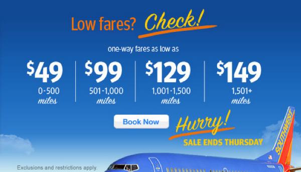 Southwest Fare Sale 49 Southwest Fare Sale 49