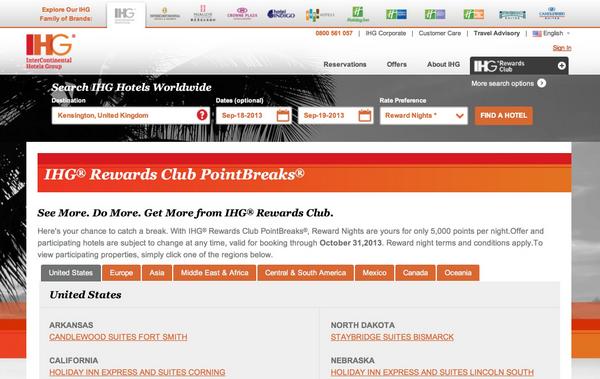 IHG Points Break Q4 2013 IHG Points Break Q4 2013