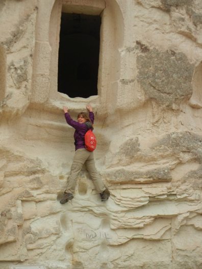 Climbing the Cave in Cappadocia, Turkey