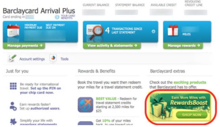 Click the “Earn More Miles With RewardsBoost” Icon to Shop Through the Portal