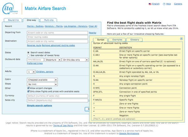 Search For Cheap Airfare Like A Pro Part 4 ITA Matrix Advanced Routing Codes