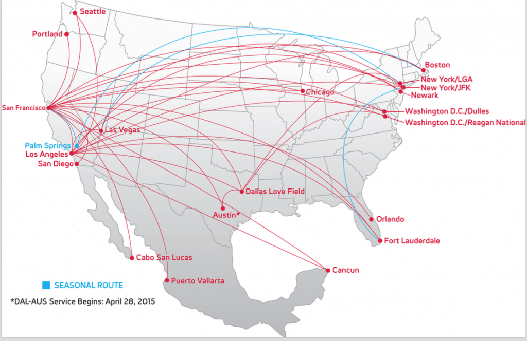 Virgin America’s Route Map