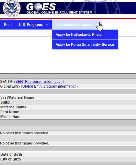 global entry login system