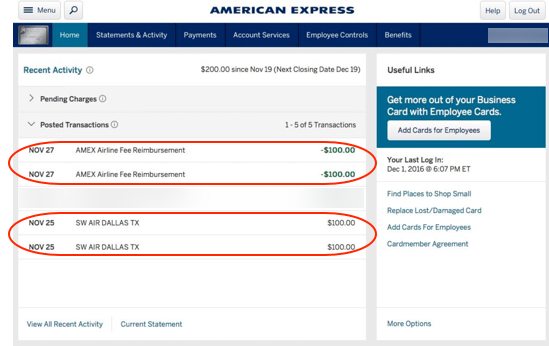 American Express Business Platinum Airline Credit