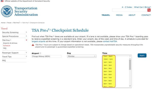 TSA PreCheck Hours