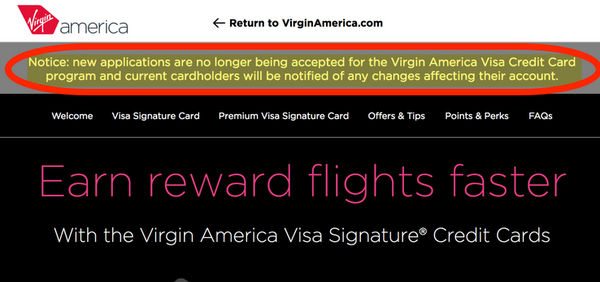Virgin America Cards Canceled