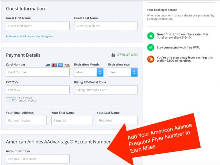 Booking.com American Airlines Miles