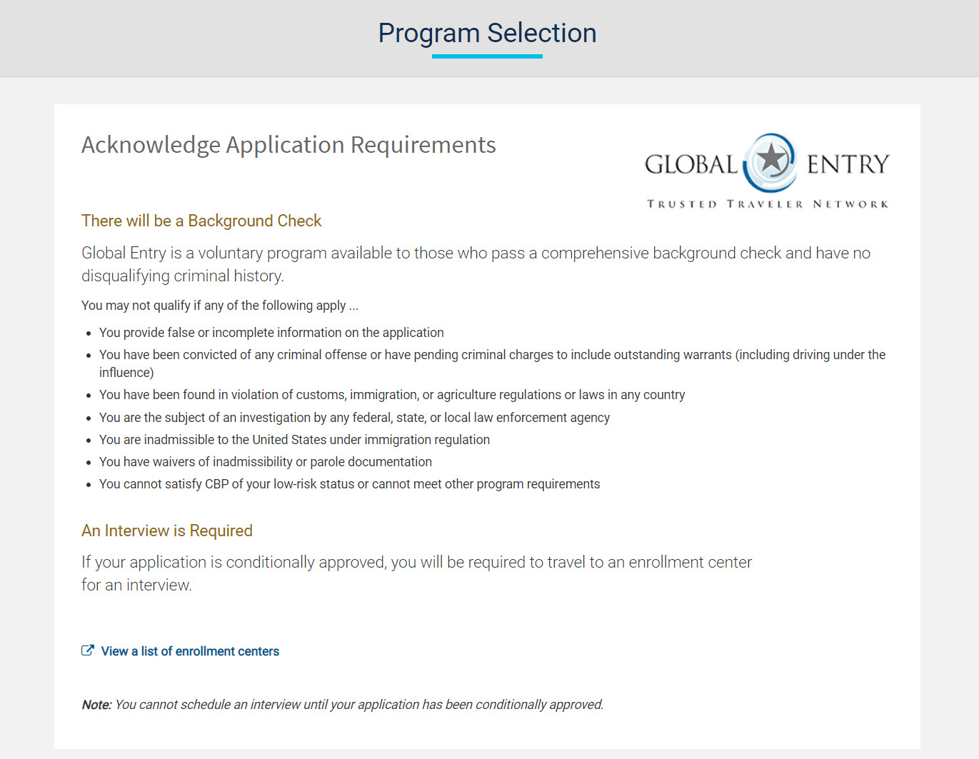 continue application for global entry login