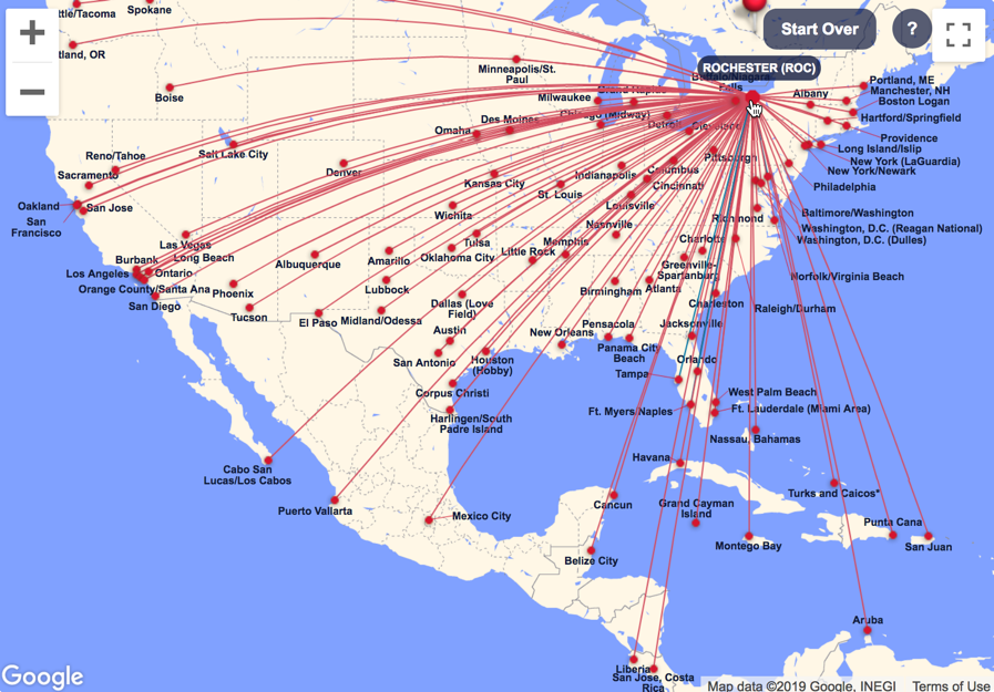 Southwest Airlines Route Map 1066