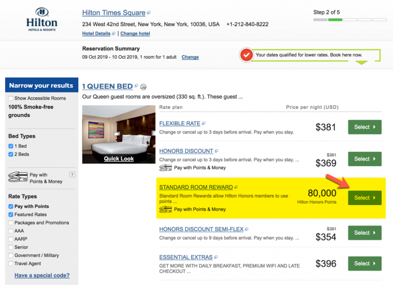 How to use Hilton Honors points
