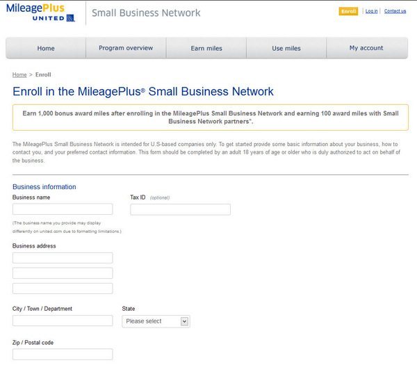 1,000 United Miles for Small Business Network