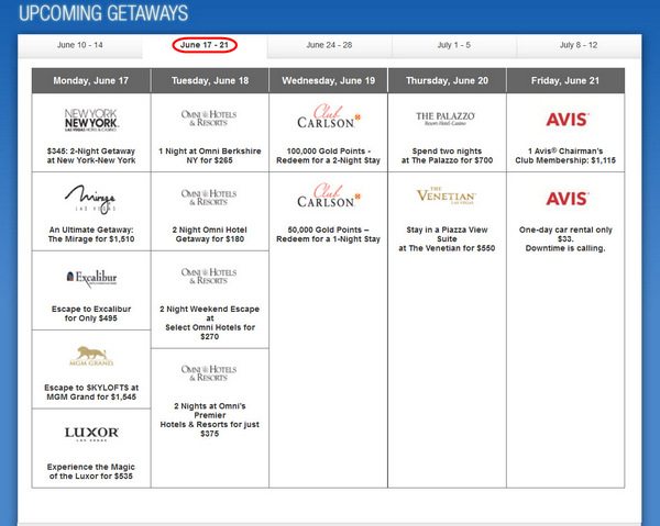 Daily Getaways Week of June 17 through 21, 2013