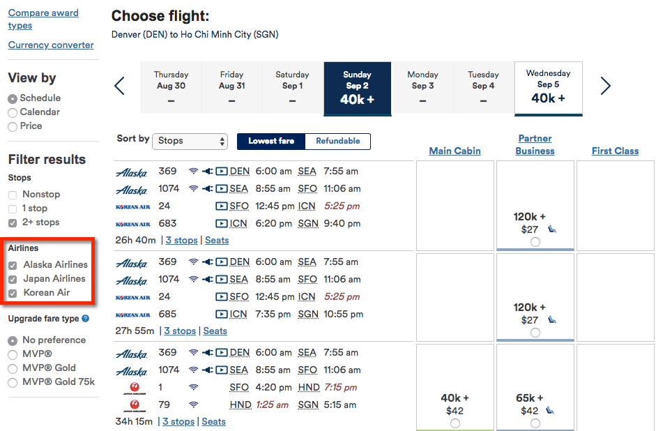 American Airlines Fare Chart