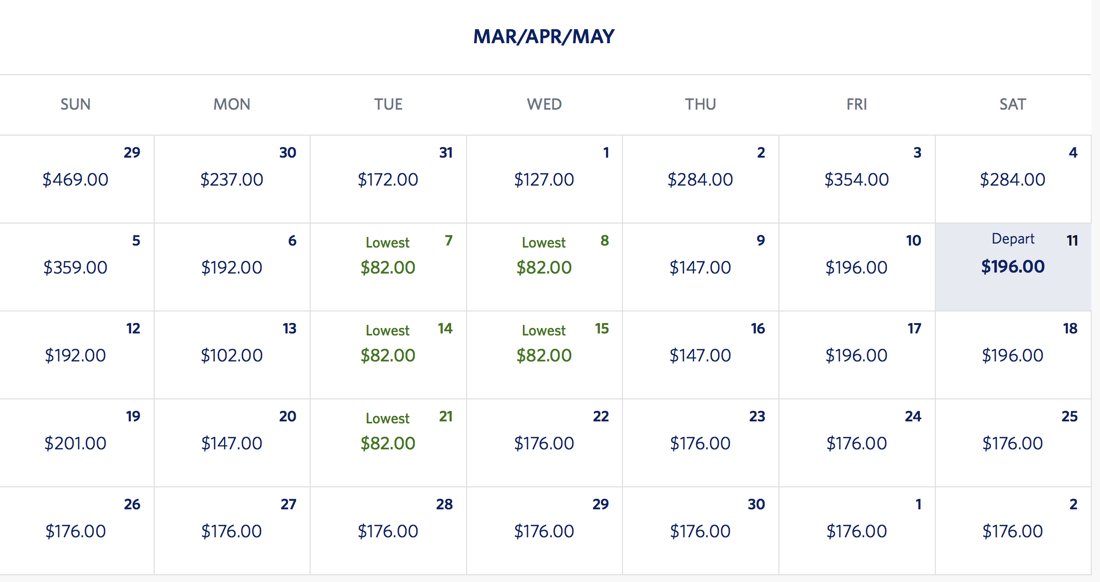 Delta Award Travel Chart