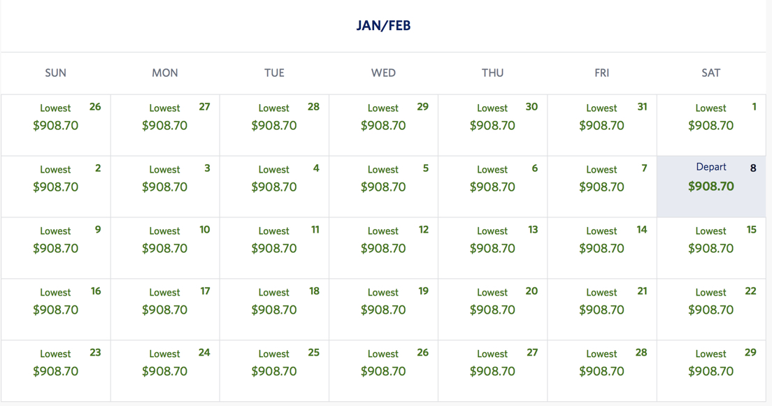 Delta Award Travel Chart