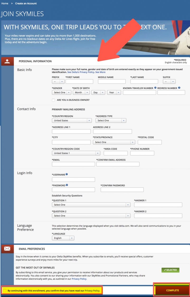 How to create a Delta account Million Mile Secrets