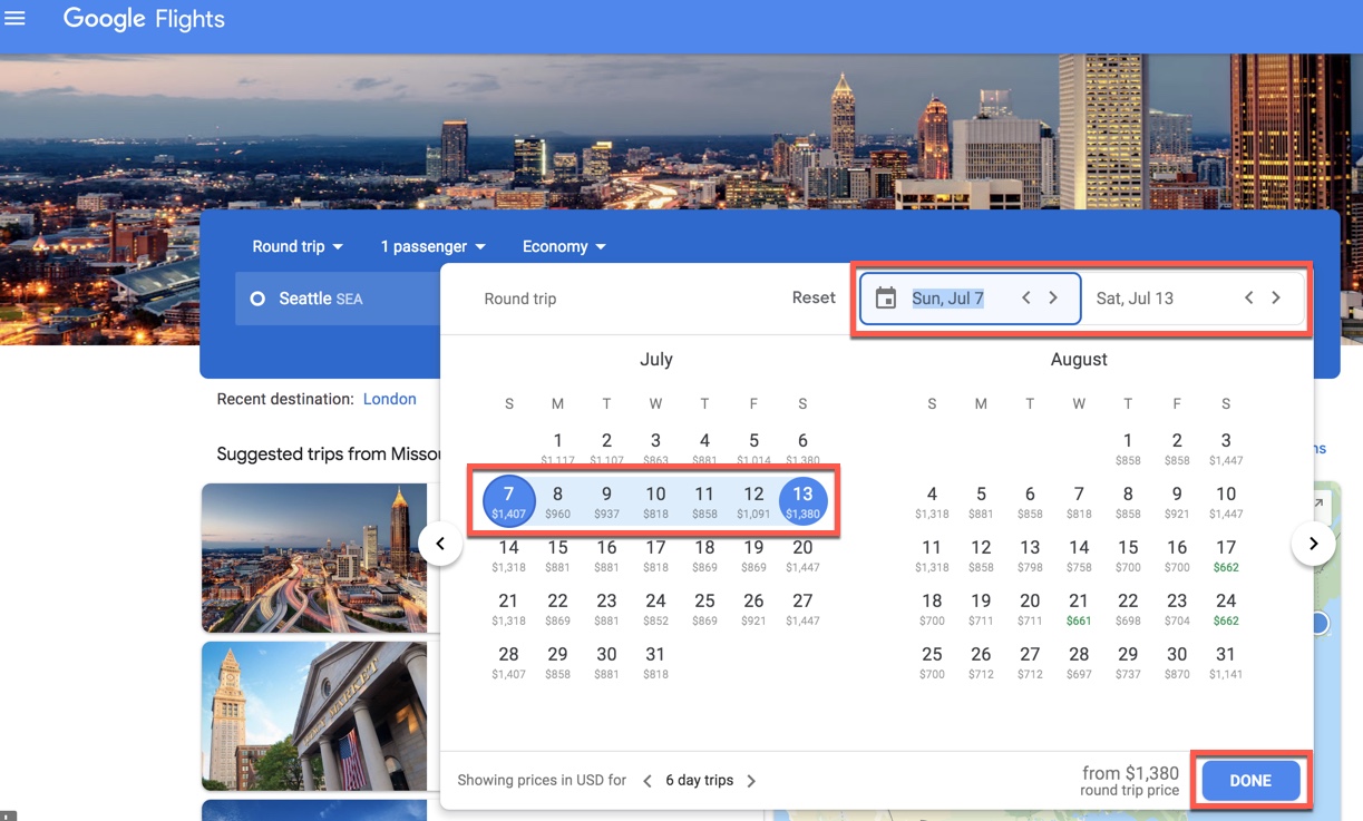 google flights one way