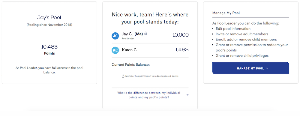 It Is Easy to Manage Your Pool And All Of Its' Available Points From The Main Pool Dashboard