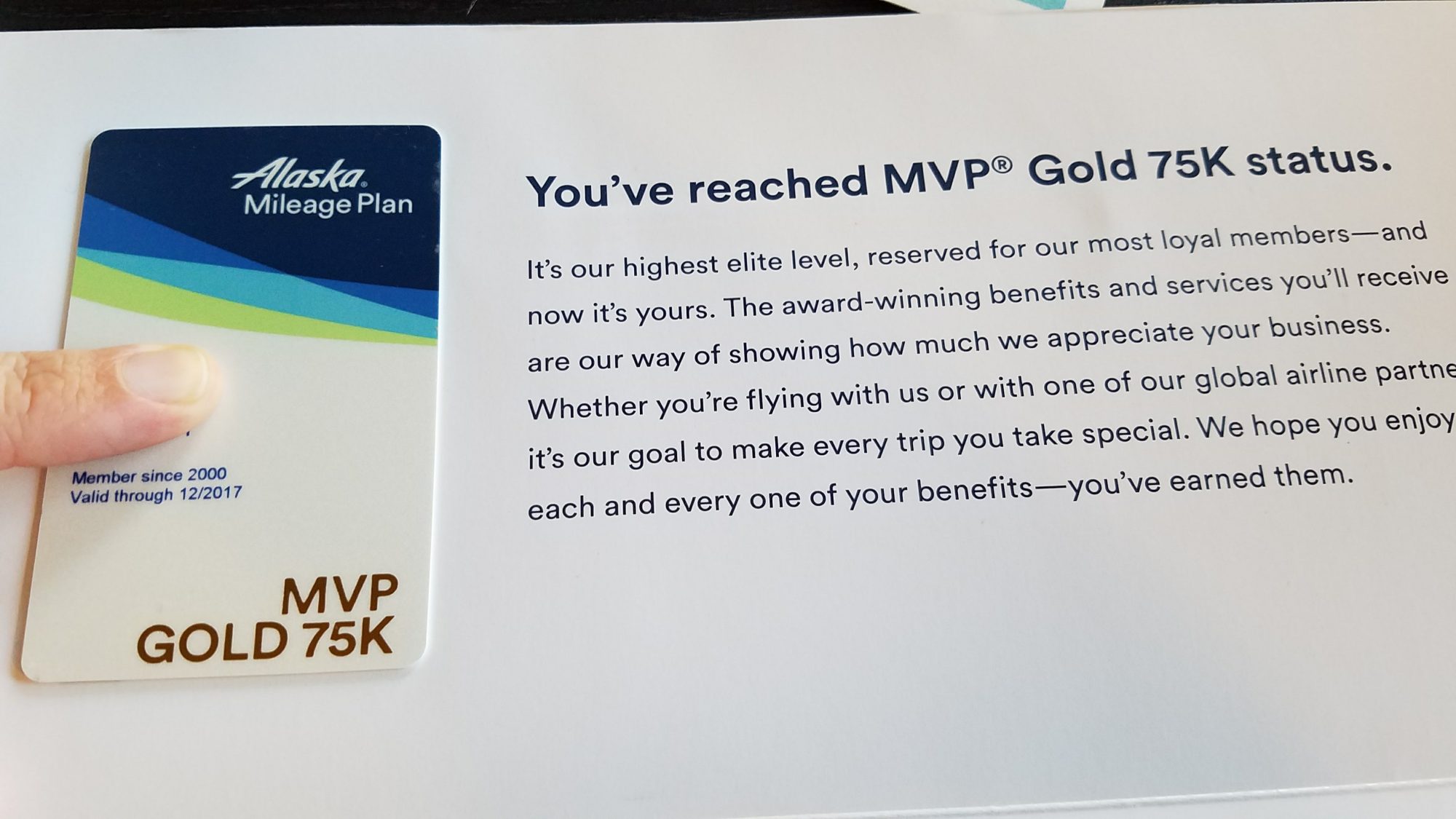 Alaska Airlines MVP Gold Status