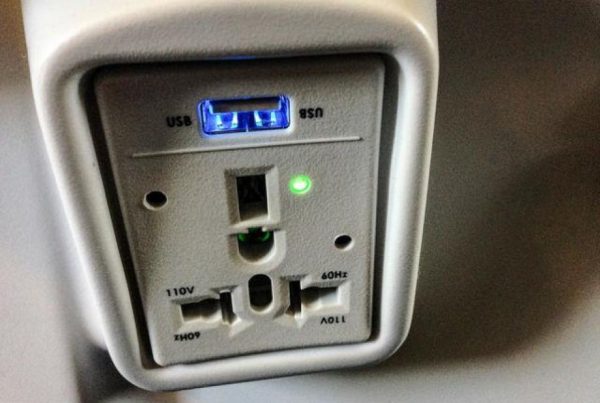 Alaska Airlines Offers Individual Power Outlets Like This for Most Seats. Other Airlines like Delta are Starting to Offer More Individual Power Outlets on Newer Planes.